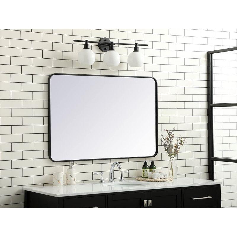 Elegant Lighting Soft corner metal rectangular mirror 28x42 inch in Black