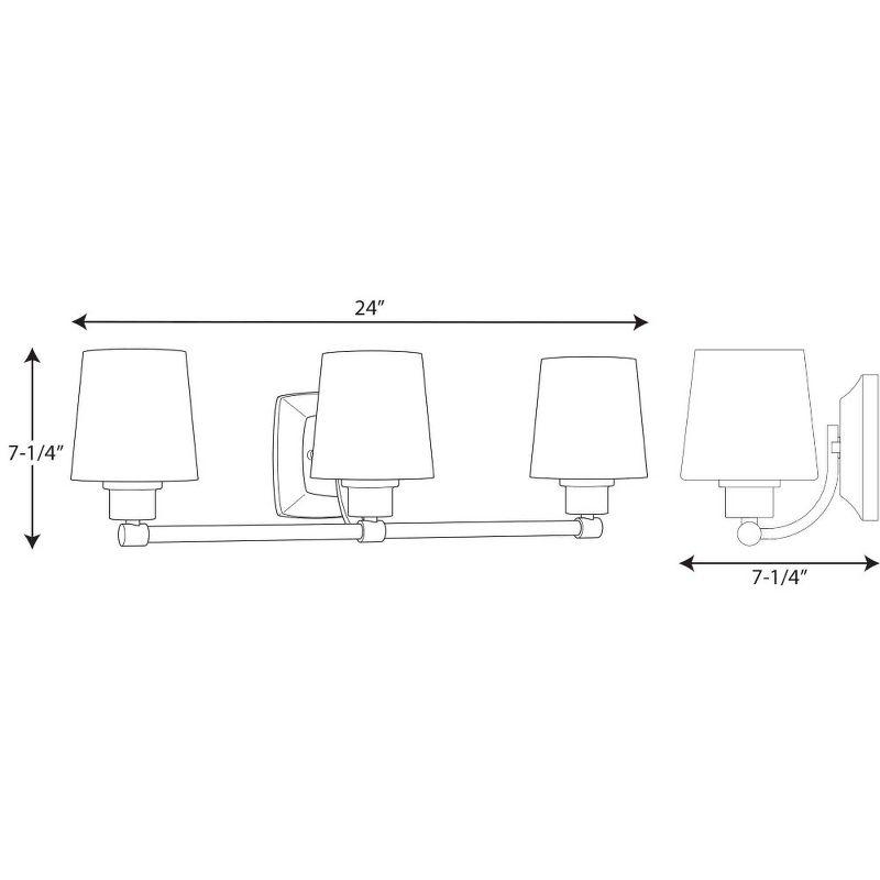 Progress Lighting Glance 3-Light Bath Vanity, Polished Chrome, Etched Linen Glass Shade