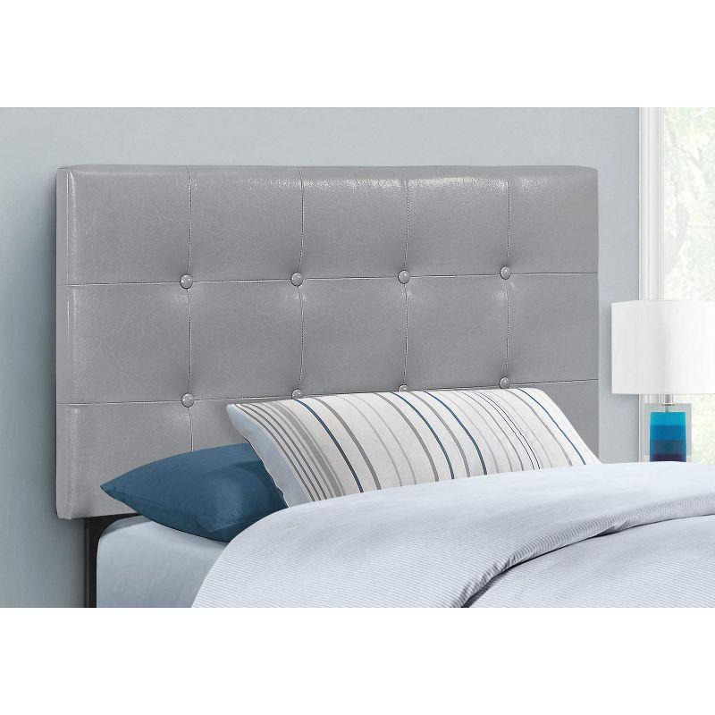 Monarch Specialties Bed Headboard Only Twin Size Bedroom Upholstered Pu Leather Look Grey Transitional