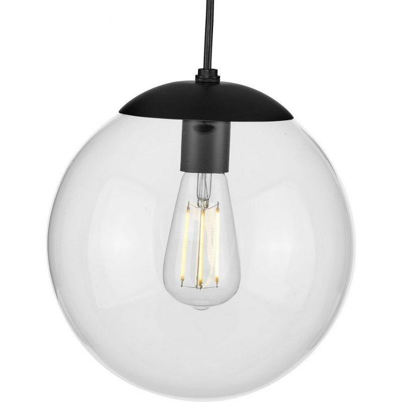 Progress Lighting, Atwell Collection, 1-Light, Pendant Light, Matte Black, Glass Globe Shade