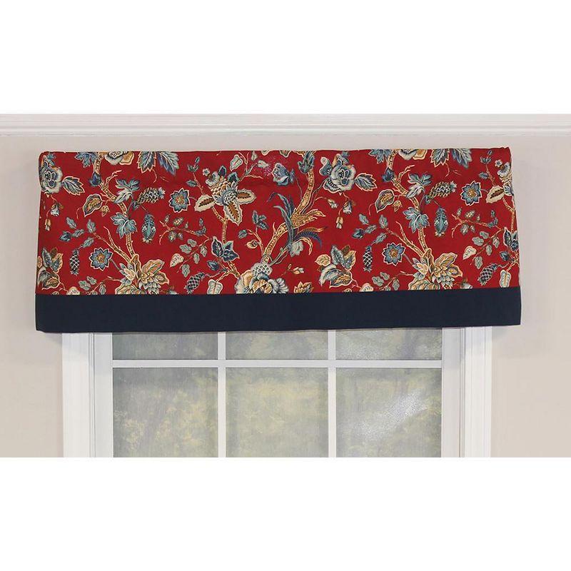 Gianna Red Floral Cotton Blend Scalloped Window Valance