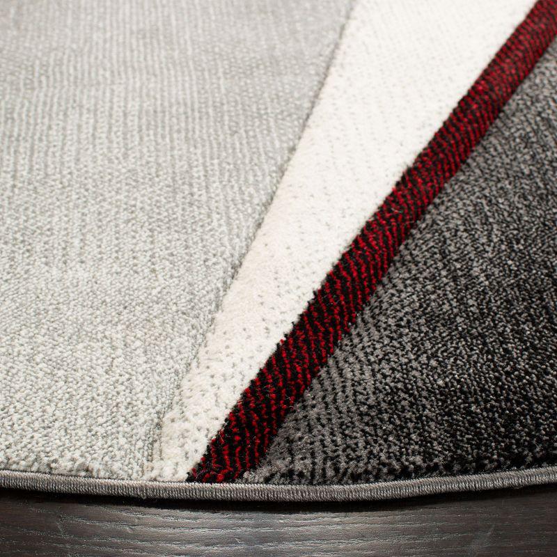 Hollywood HLW712 Machine Made Runner Rug - 2'3"x20' - Grey/Red - Safavieh