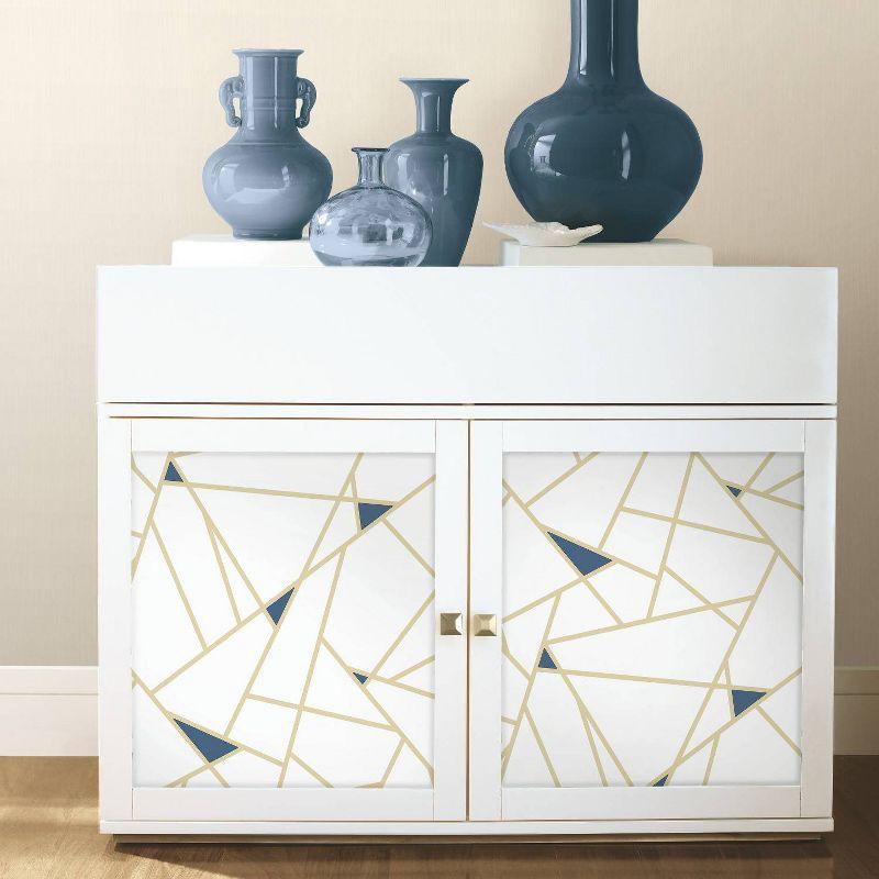 RoomMates Fracture Gold Peel and Stick Wallpaper: Removable Vinyl, Geometric Abstract, Modern Decor, 28.18 Sq Ft Coverage