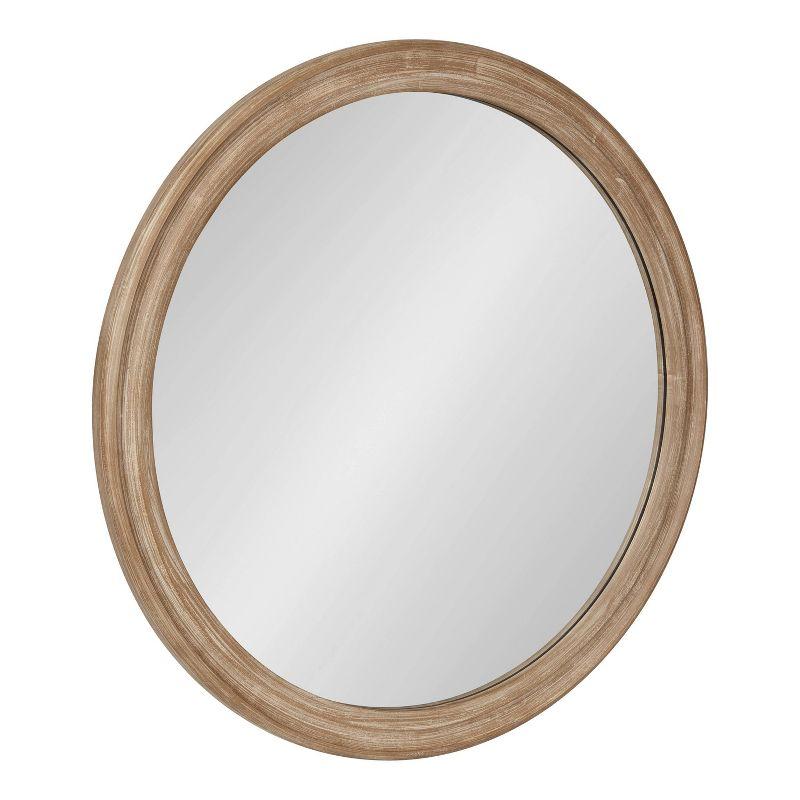 Rustic Brown 28" Round Wood Framed Wall Mirror