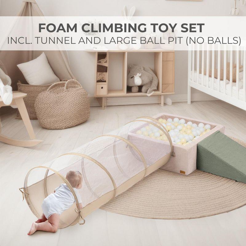 Fun Climbing Toy Set for Toddlers 1-3 - Includes Tunnel, Ball Pit & Climbing Blocks for Endless Indoor Fun - Safe Foam Play Gym for Babies/Kids