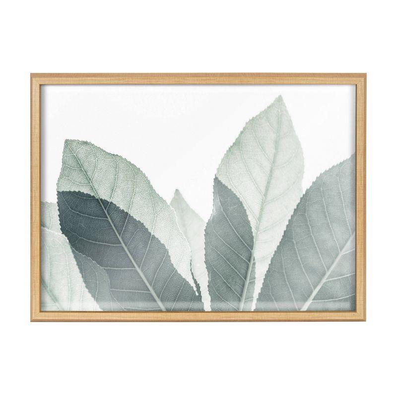 Modern Green Leaf Botanical Framed Glass Wall Art