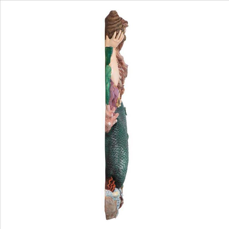 Pearlized Resin Mermaid Wall Sculpture, 32.4" Tall