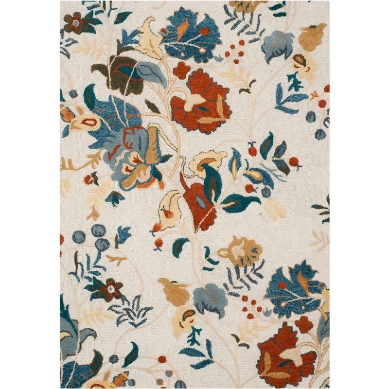 Blossom BLM975 Hand Tufted Indoor Area Rug - Ivory/Blue - 5'x8' - Safavieh