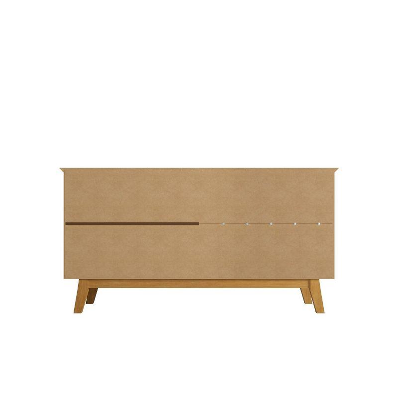 62.99" Yonkers Sideboard White - Manhattan Comfort: Mid-Century Buffet, Storage Console with 4 Doors & Fixed Shelves