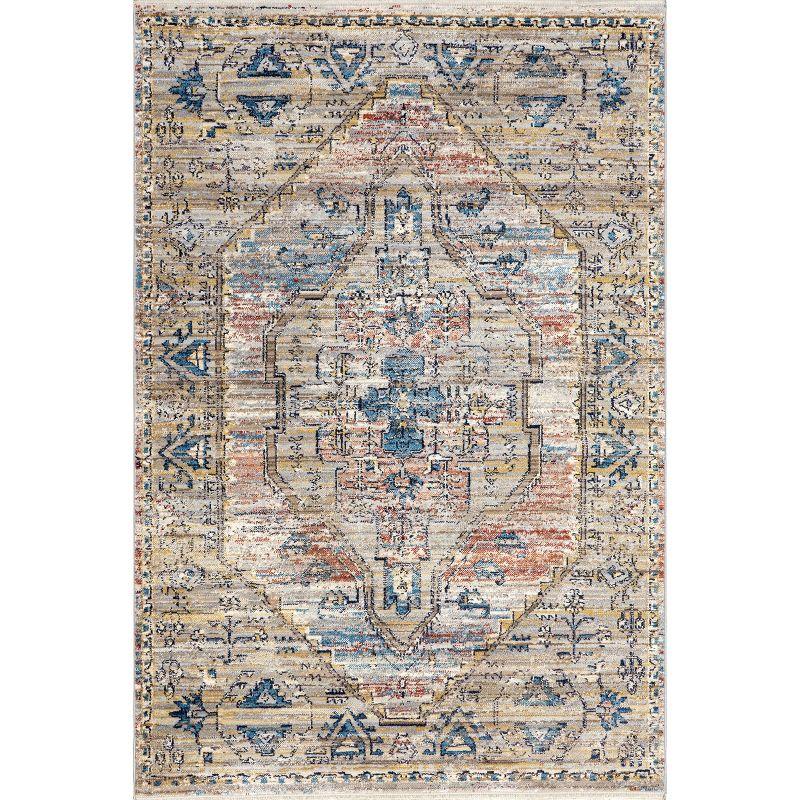 Nuloom Marley Medallion 2x10 Runner Indoor Area Rug for Living Room Bedroom Dining Room Entryway Hallway Kitchen, Blue/Beige