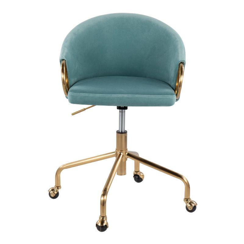 Claire Task Chair: Swivel, Adjustable, Padded, Gold Frame - LumiSource