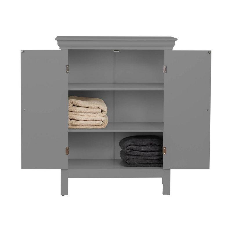 Teamson Home Stratford Contemporary Freestanding Bath Storage Cabinet Gray : Microfiber, Machine Washable, Non-Slip Backing