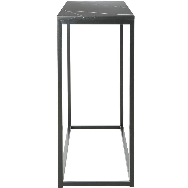 Transitional Black Marble & Metal Console Table - 39" Rectangular