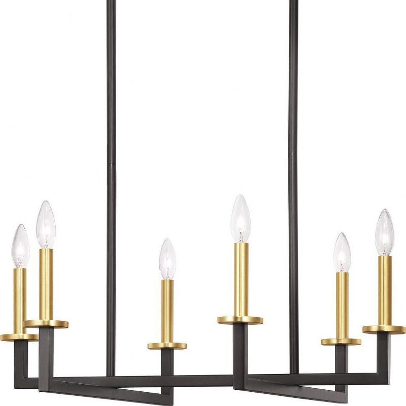 Graphite and Satin Brass 6-Light Linear Chandelier