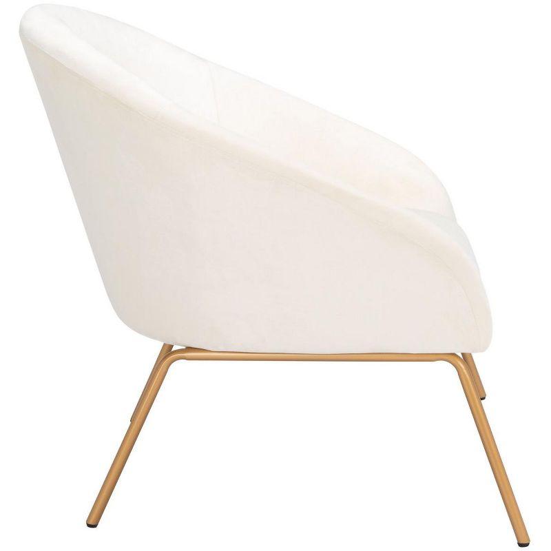 Luxurious Off-White Velvet Barrel Accent Chair with Gold Legs