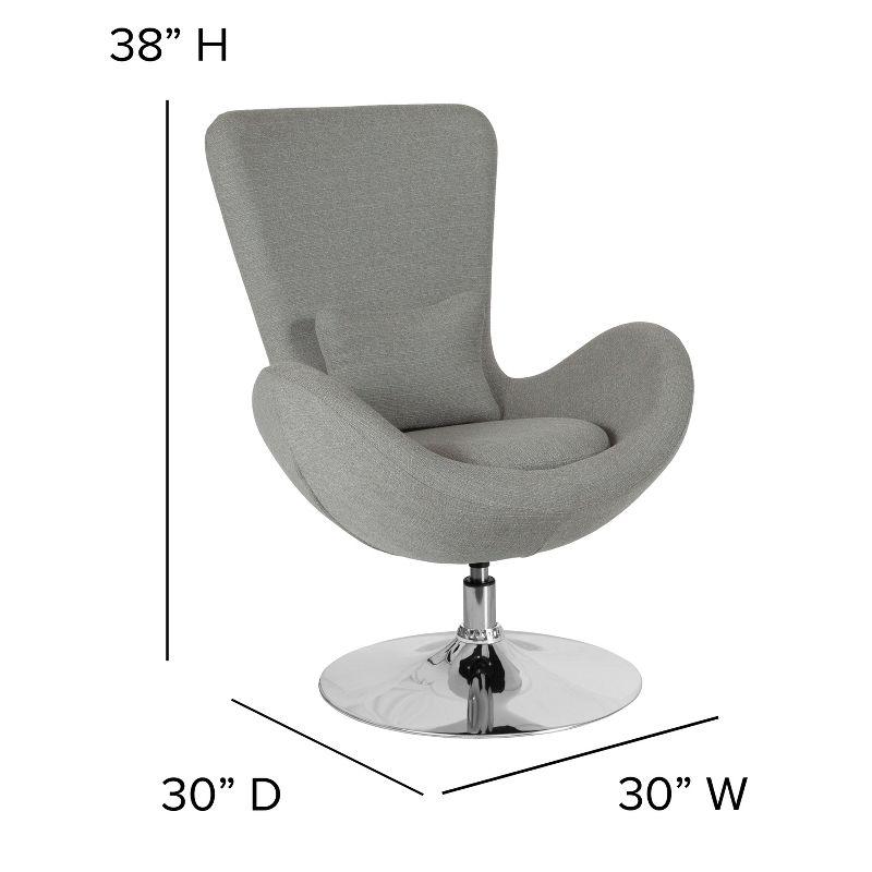 High Back Swivel Reception Chair in Light Gray Fabric with Chrome Base