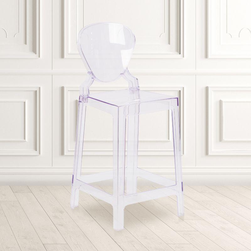 Emma and Oliver Ghost Counter Stool with Tear Back in Transparent Crystal