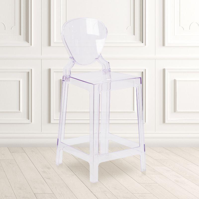 Flash Furniture Ghost Counter Stool with Tear Back in Transparent Crystal