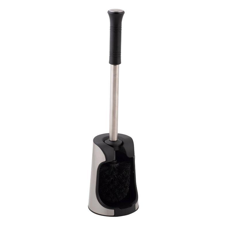 Stainless Steel and Black Toilet Brush with Holder