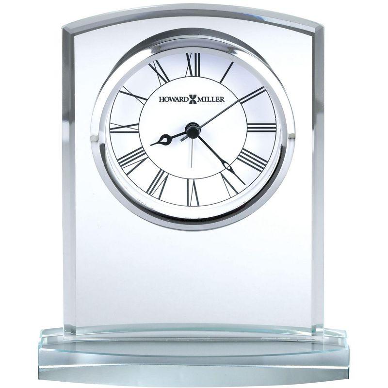 Howard Miller® Talbot Glam Roman Numeral Crystal Quartz Movement / Crystal Tabletop Clock with Alarm in Clear/White/Silver