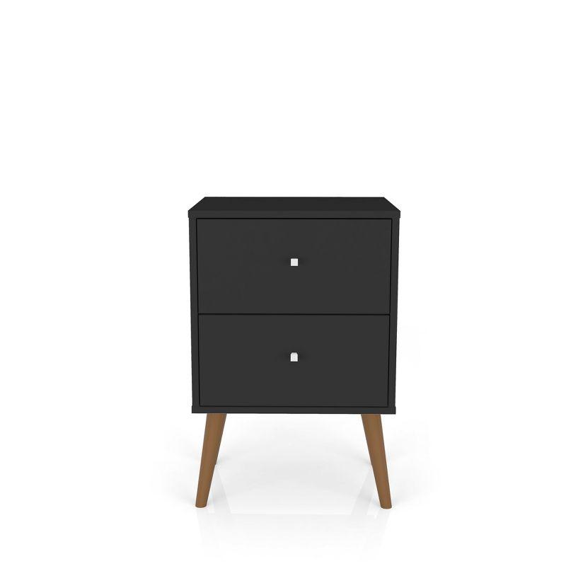 Manhattan Comfort Liberty 2.0 Mid Century Modern Nightstand Black: Particle Board Construction, Storage Drawer, Rectangle Shape