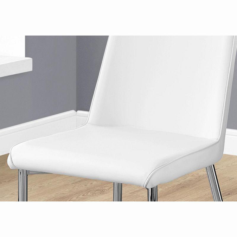 Monarch Specialties Dining Chair Set Of 2 Side Upholstered Kitchen Dining Room Pu Leather Look Metal White Chrome Contemporary Modern