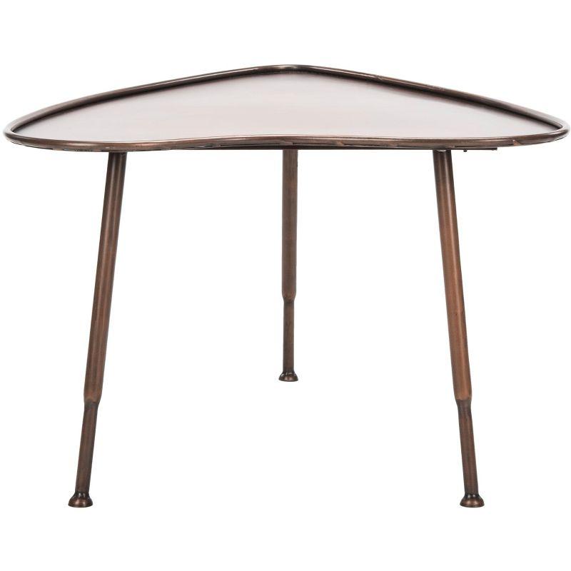 Tessa 39" Brown and Silver Metal Triangular Coffee Table