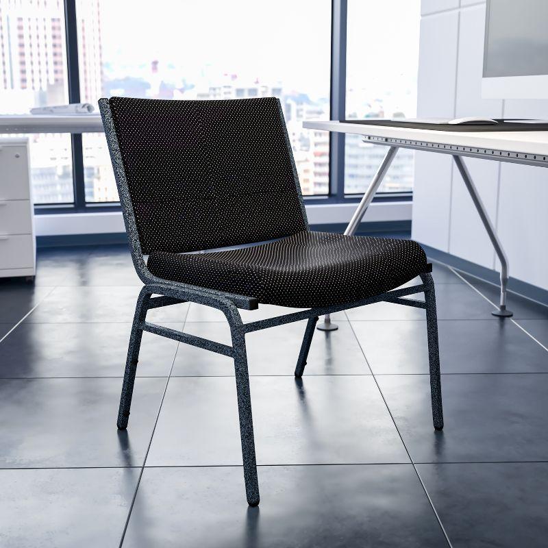 Black and Silver Armless Fabric Stacking Chair