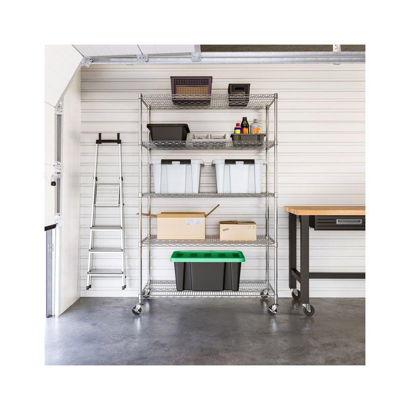 UltraDurable 24" D 5-Tier NSF-Certified Steel Shelving with Wheels