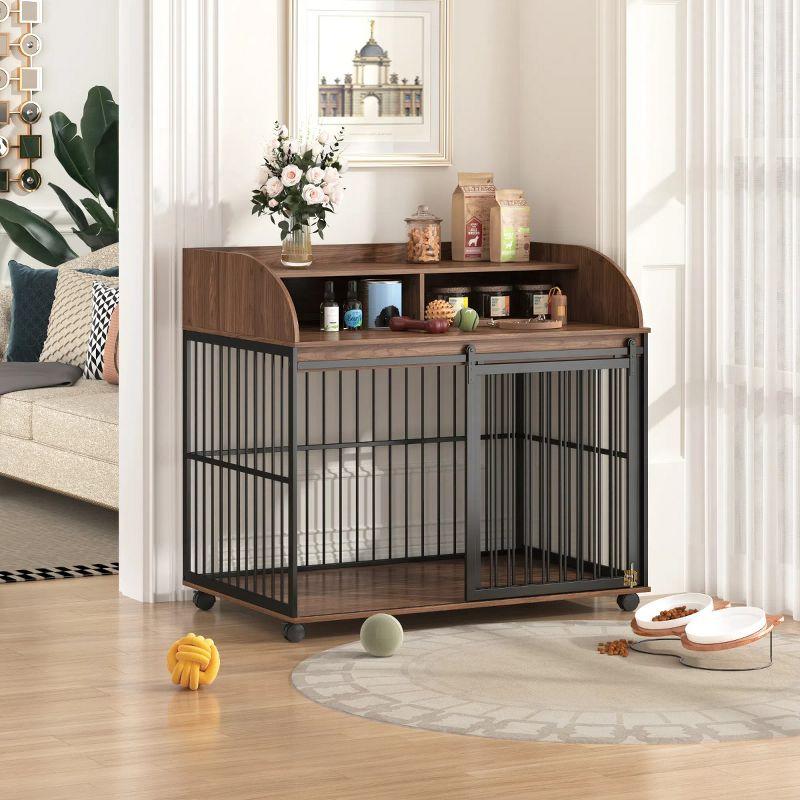 Heavy Duty Large Brown Dog Crate Furniture for Large Medium Dog,Wooden Side End Table Crate,Dog Kennel With Doors,Dog Houses Indoor-Cuddlewood