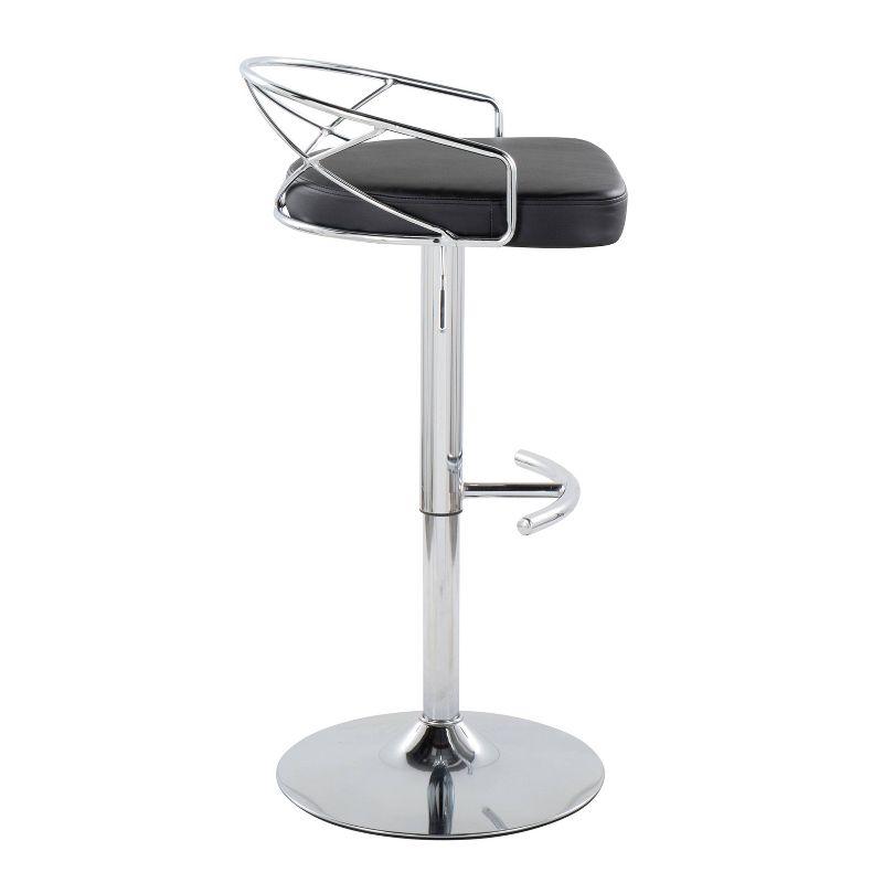 Set of 2 Charlotte Adjustable Barstools Chrome/Black - LumiSource: Rounded Back, Swivel Seat, Metal Frame, Faux Leather