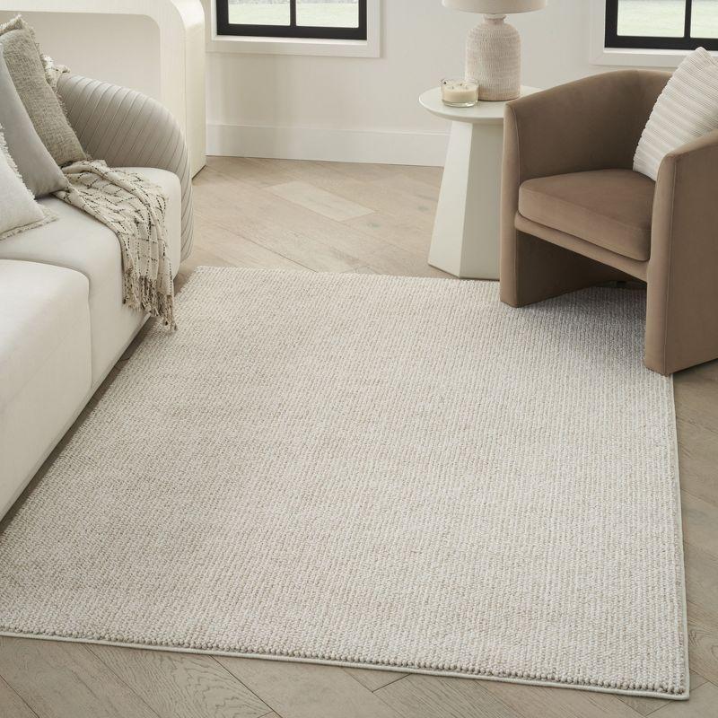 Ivory Beige Rectangular Synthetic Easy Care Area Rug 4' x 6'