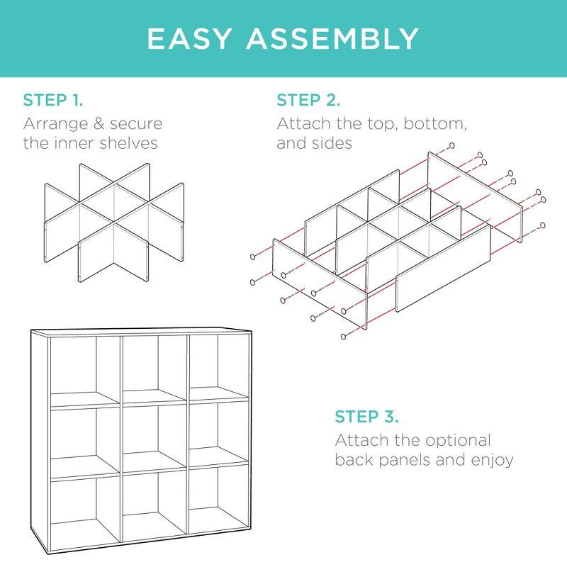 Greige 36-Inch 9-Cube Wood Storage Organizer