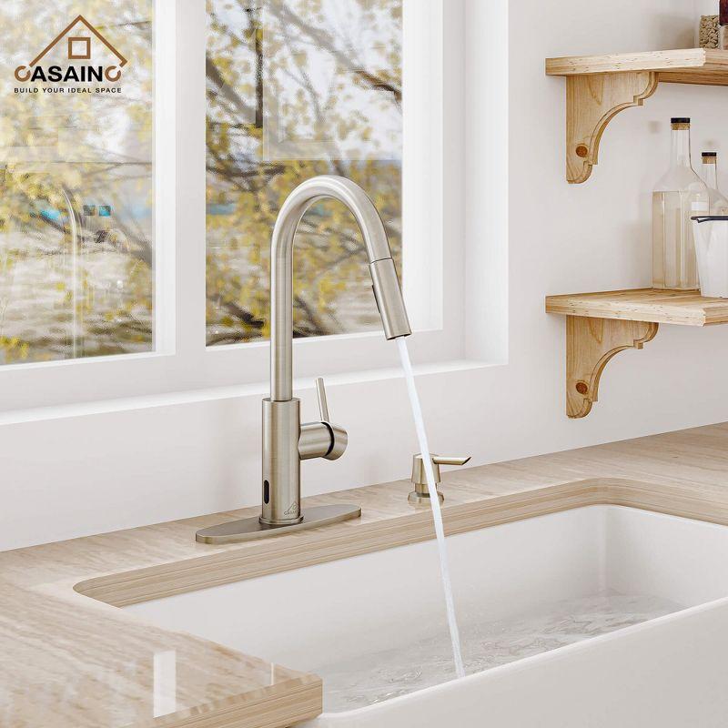 Willow Single-Handle Pull Down Sprayer Kitchen Faucet with Infrared Sensor, Soap Dispenser and Deck Plate