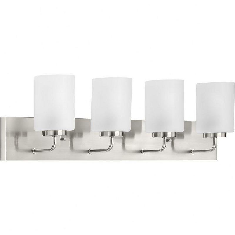 Progress Lighting Merry Collection 4-Light Bath Vanity Light, Brushed Nickel, Etched Glass Shade