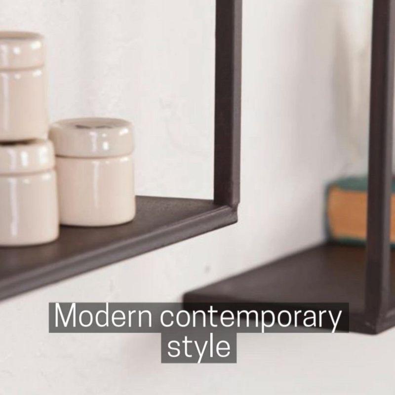 Holly & Martin Zyther Metal Wall Shelves - 4pc Set - Antique Black/Brown - SEI