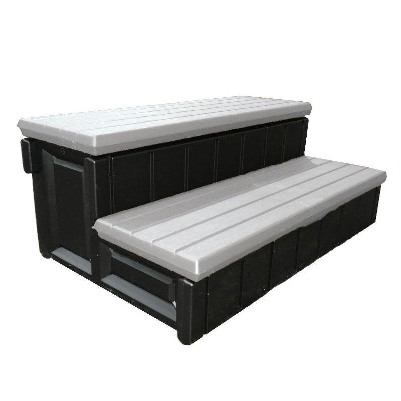 Gray and Black Resin Spa Hot Tub Steps, 36 Inch Long