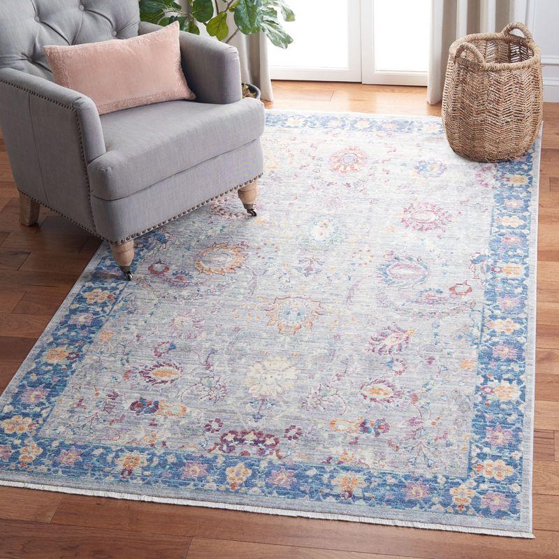 Elegant Gray Hand-Knotted Viscose Rectangular Rug