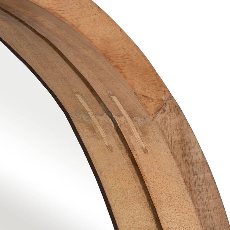 SAGEBROOK HOME 24" Round Mirror Brown: Acacia Wood Frame, Contemporary Wall Decor, UL Listed