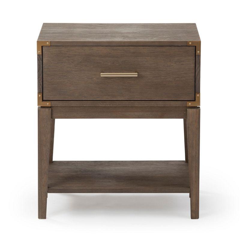 Plank+Beam Solid Wood Nightstand with 1 Drawer, Contemporary Side Table for Bedroom, Clay