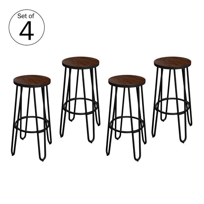 Alidia 24-Inch Bar Stools - Backless Barstools with Hairpin Legs, Wood Seat - Kitchen or Dining Room - Modern Farmhouse Barstools, 4 Pack