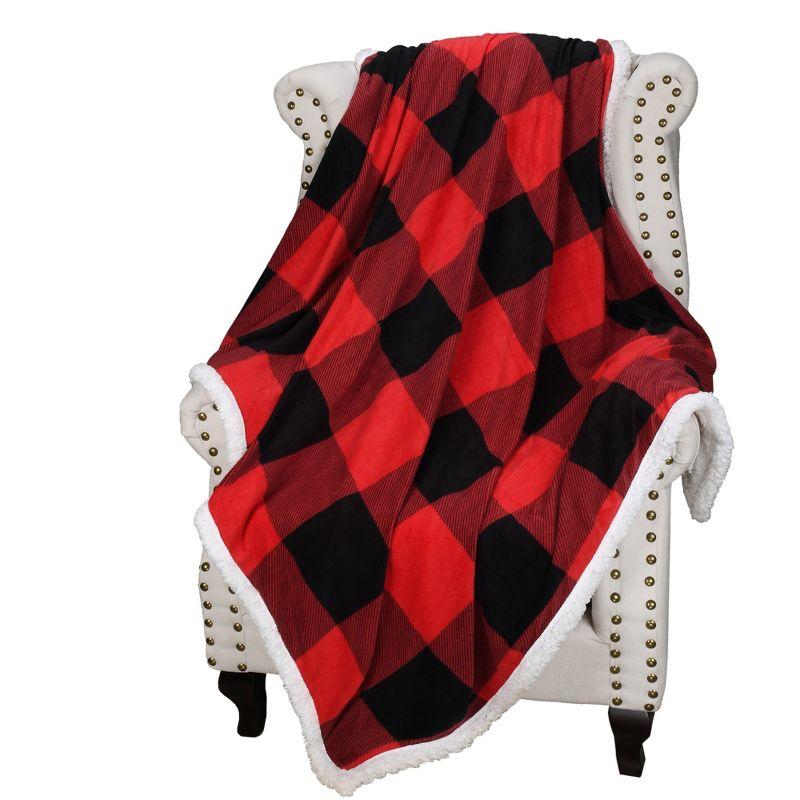 Catalonia Plaid Fleece Throw Blanket, Super Soft Warm Snuggle Christmas Holiday Throws for Couch Cabin Decro, Checkered, 50x60 inches