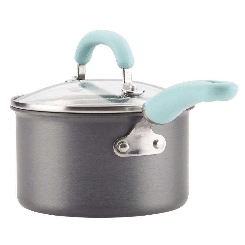 Rachael Ray Create Delicious 11pc Hard Anodized Nonstick Cookware Set Light Blue Handles