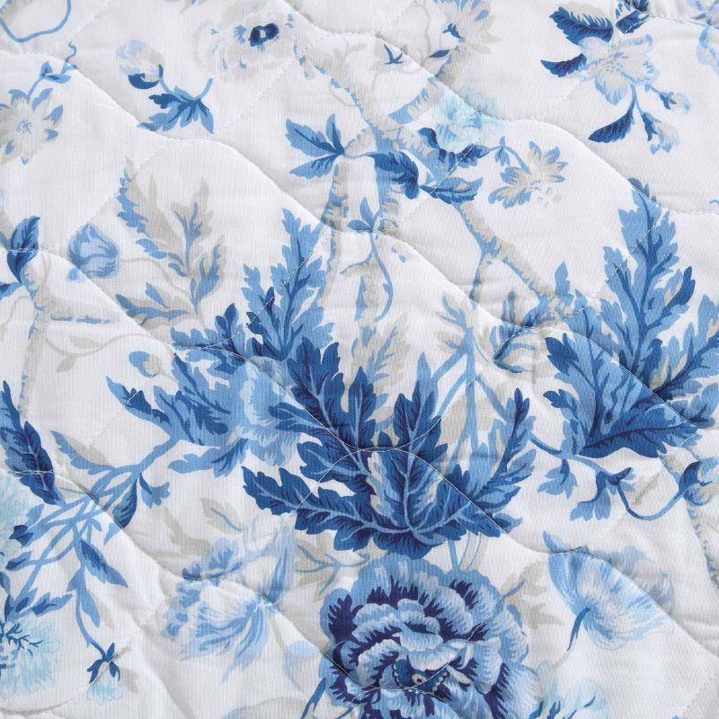 Laura Ashley Twin Breezy Floral Quilt Set Blue