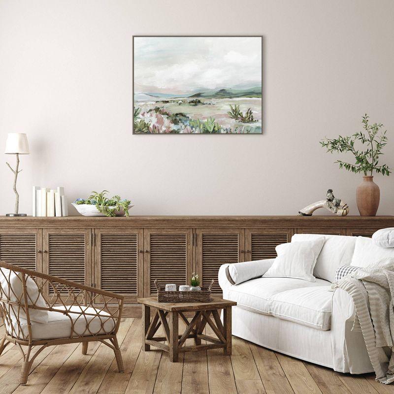 Large Serene Desert Landscape Canvas Print with Polystyrene Frame