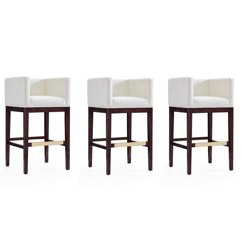 Kingsley Mid-Century Ivory Beech Wood Barstool Trio