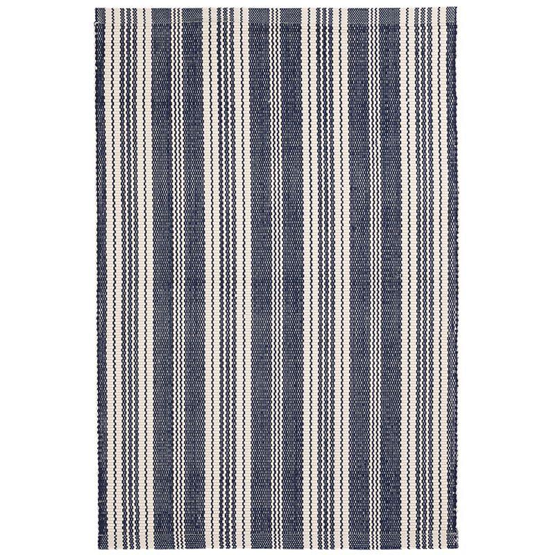 Navy and Ivory Stripe Handwoven Rectangular Indoor/Outdoor Rug