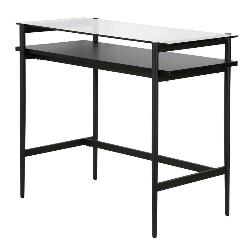 36" Black Bronze Desk with Black Woodgrain Shelf - Henn&Hart