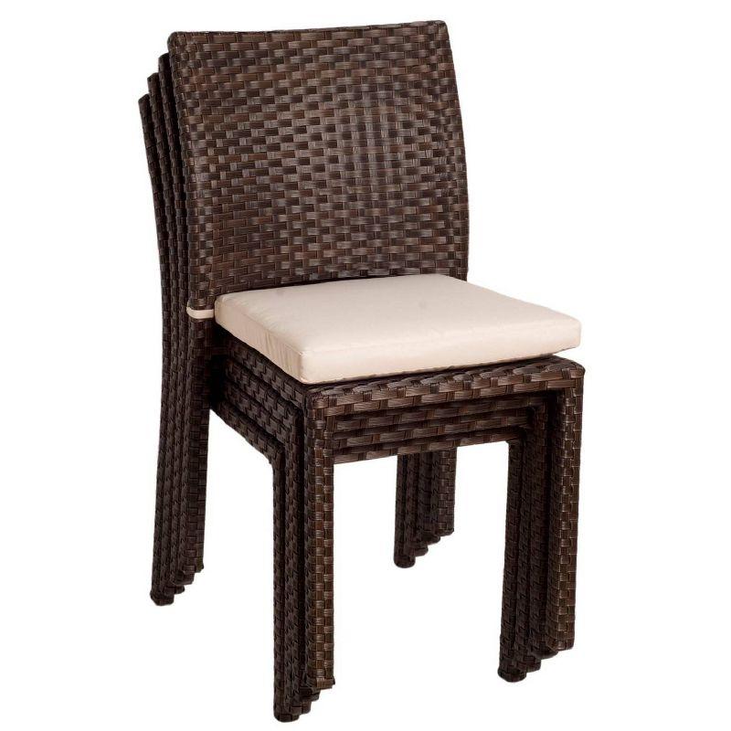 Sonlin Polyethylene (PE) Wicker Wicker Outdoor Stacking Dining Side Chair with Cushion