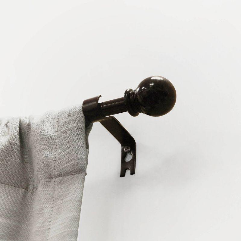 Lumi Home Furnishings 48"-84" Ball Curtain Rod - Brown: Adjustable Plastic Rod, Single, Painted Finish, 1 Year Warranty